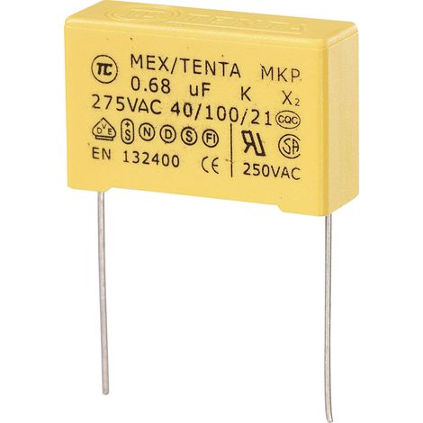 TRU COMPONENTS MKP-X2 1 St. MKP-X2-Funkentstör-Kondensator radial bedrahtet  0.68 µF 275 V/AC 10 % 2