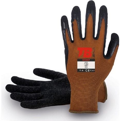 guante nylon marron palma latex rugoso 320 grip talla 7-10 t/guante talla l-9