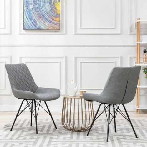 Set of 2 faux leather dining chairs with metal legs for dining room, kitchen, counter, lounge, corner (1/5)