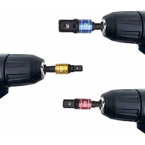 Adaptateur Porte Douilles 1/4 Pouces 3/8 Pouces 1/2 Pouces Pour Perceuse Visseuse Choc - 3 Pièces (1/4)