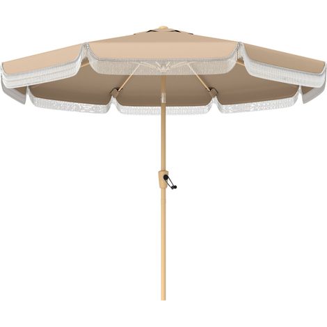Parasol Elmgate Jardin Inclinable Franges Protection UV Kaki 266 cm (1/5)