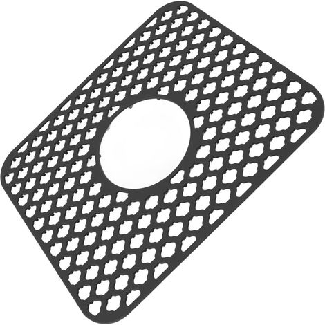 Évier protecteur en silicone antidérapant et résistant à la chaleur pour fond d'évier à drain central, noir, compatible évier ferme en acier inoxydable ou porcelaine (1/5)