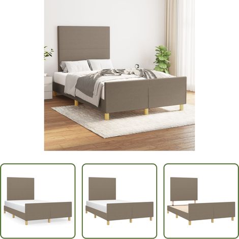 Kopfteil - Bettgestell ohne Matratze Taupe 120x200 cm Stoff (1/5)