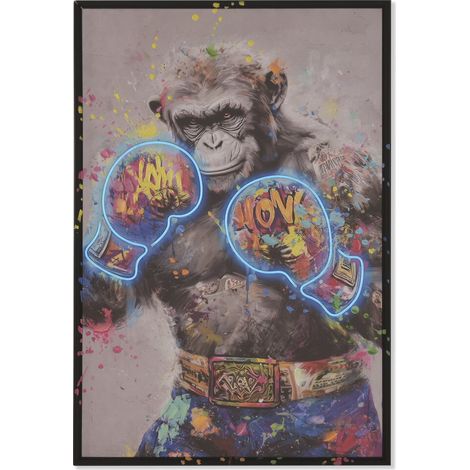 Cuadro Led Lienzo 83X3,7X123 Chimpancé Boxeo (1/5)