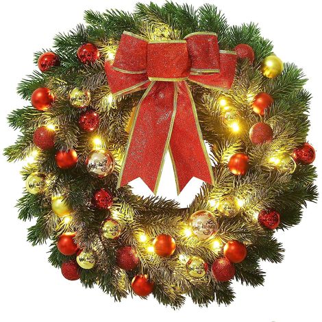 Corona de árbol de Navidad, corona de puerta principal, decoración navideña (1/4)