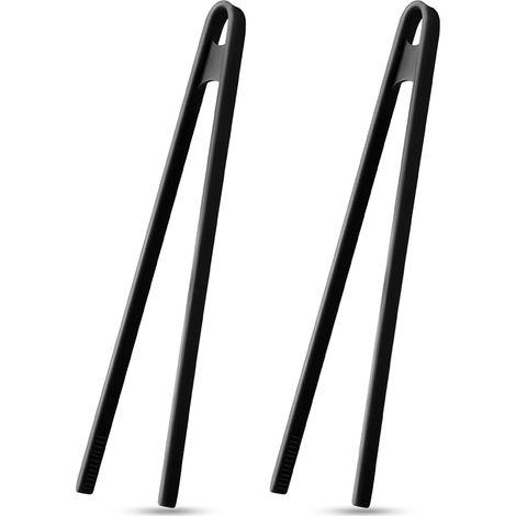 Lot de 2 pinces de cuisine en silicone de 30 cm (11,8 pouces) avec dessous de plat, ustensiles de cuisine en silicone résistant à la chaleur et antiadhésif, pinces alimentaires, pinces de cuisson, pin (1/5)