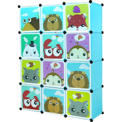 Skecten Armario Modular Infantil, Armario portatil,Estantería Portátil para Guardar Ropa, Zapatos, Juguetes, Azul TBOY9 (1/5)