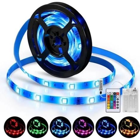 Striscia LED, striscia LED da 2 m con 60 LED, impermeabile IP65, 16 colori e 4 modalità con telecomando. NETBOAT