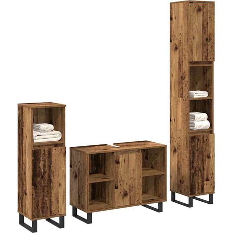 Maison Exclusive - Badezimmermöbel-Set mit Regal mit Tür 3 pcs Br