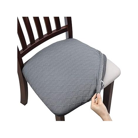 (Gris clair, 1 pièce) Housse de chaise extensible à motif jacquard en relief (1/5)