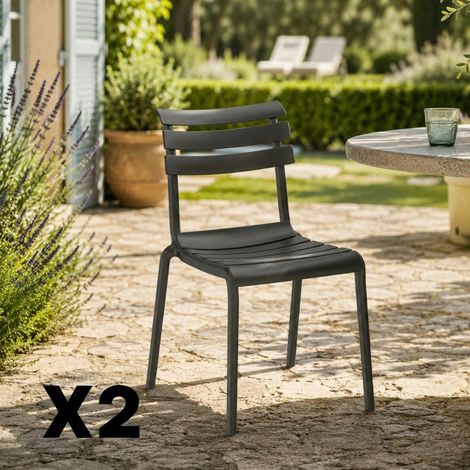Chaise de jardin en plastique gris (lot de 2) LUGANO (1/5)