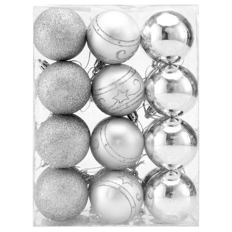 24 Boules de Noël Argentées pour décorer votre sapin de Noël (1/5)