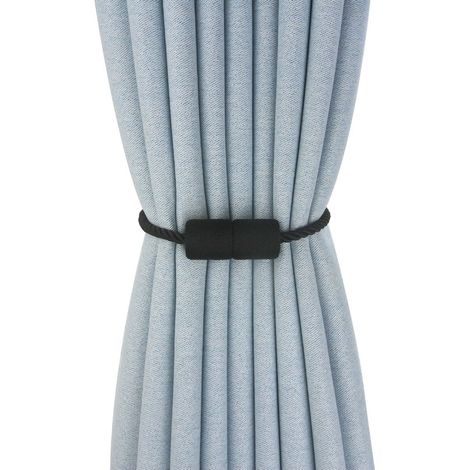 Cintas magnéticas para cortinas - Negras - Juego de 6 - Con hebillas - No requieren instalación (1/5)