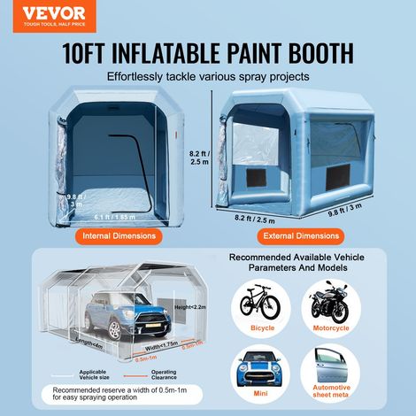 Cabine de Peinture Gonflable 3x2,5x2,5 m, Tente Peinture Gonflable Automobile avec Souffleur Puissant de 550 W et Système de Filtration, Station de Travail pour Pose de Peinture Atelier Garage (1/5)