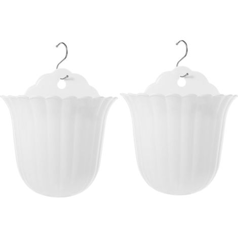 Macetero de pared de plástico blanco, 2 piezas, con agujeros para plantas suculentas, fácil de usar, decoración de pared minimalista para uso en interiores y oficinas. (1/5)