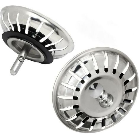 Lot de 2 Bouchons Evier Cuisine - 80mm - Acier Inoxydable 304 SS - Anti-Corrosion - Pour Bonde Evier 80mm - Filtre, Crépine Cuisine Meilleur pour Vidange et Antiblocage (1/5)