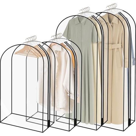 M.J COMFY-LIFE 4 Pack Breathable Garment Bags with Zip, Waterproof & Dustproof Clothes Covers for Wardrobe, Moth-Proof Suit Bags (2pc 40in 2pc 60in) (1/5)