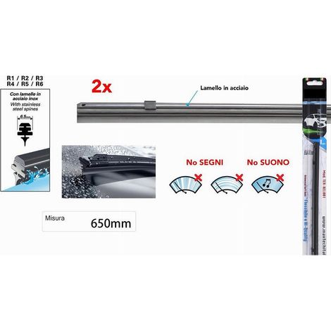 TRADE SHOP - Ricambio Gomma Per Spazzola Tergicristallo Nero 65 Cm Lamello Acciaio Ter-rel004 - (1/2)