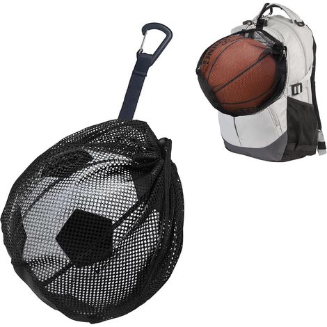 Filet à Ballons Sport, Sac Portereaquille pour 1 Ballon, Basket Foot Volley Hand, Maille Oxford Noir 30,5 x... (1/5)