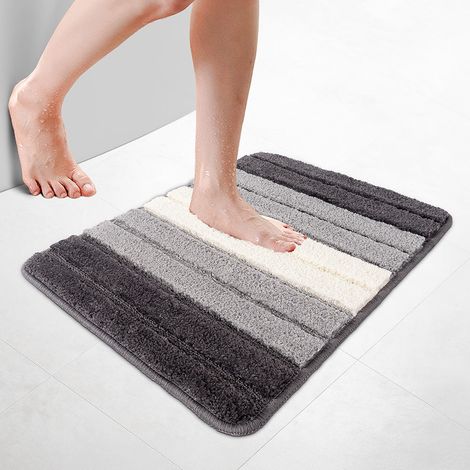 VOUNOT® Badematte Rutschfeste, Mikrofaser Badezimmerteppich Farbverlauf 50x80cm Grau