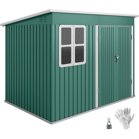 Cabane à Outils pour Extérieur et Jardin Abri Métallique avec Serrure Porte 114cm et Fenêtre 260x177x190cm (1/5)