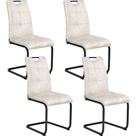 Esszimmerstuhl 4er Set CISCO Stoff Hellbeige (1/5)