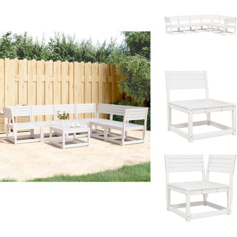 Salon de jardin 6 pcs blanc bois de pin massif - Meubles De Jardin - Salon De Jardin - Ensemble De Canapés - Canapé Extérieur - Bois De Pin (1/5)