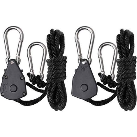 Cintre À Cliquet Réglable - Corde En Nylon Avec Mécanisme En Acier Inoxydable - Pour Systèmes Hydroponiques Et Éclairage - Lot De 2 (1/5)