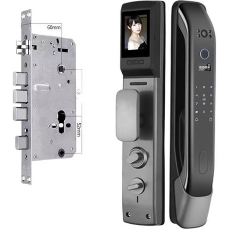 Serrure de porte intelligente Serrures Électroniques À Mot De Passe Numérique, Déverrouilla Automatique À Distance Par Application, Serrure De Porte Intellinte À Empreintes Digitales Avec Caméra ( Col (1/5)