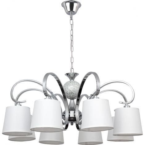 Lampada Concordia 8xe14 Cromo Paralume bianco 50-70x78d de FABRILAMP.