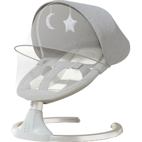 Chaise Balançoire pour Bébé, Lecture de Musique Bluetooth, Dossier Réglable en Inclinaison, gris (1/2)