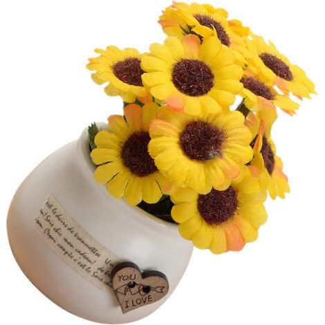 Pot de fleurs artificiel en forme de tournesol, décoration chic pour bonsaï (1/5)