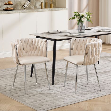 Taburete de bar con respaldo bajo tejido, asiento acolchado, estructura metálica, tela - marfil. (1/5)