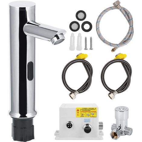 Robinet de détection intelligent en laiton G/2in, robinet à induction automatique sans contact, robinet d'eau de bassin chaud et froid pour salle de bain (1/5)