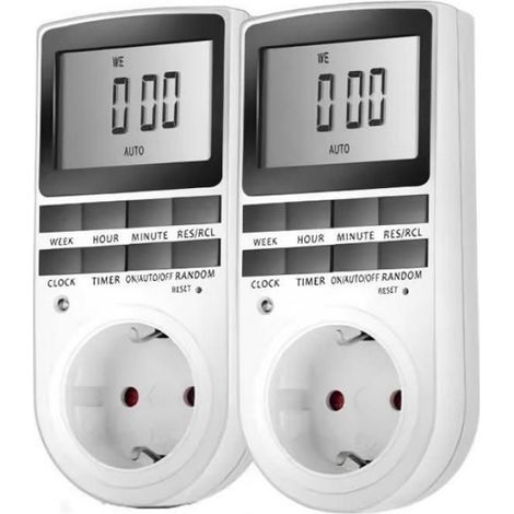 Prise Programmable Digitale Minuterie Numérique Journalier Programmateur Prise Electrique avec Ecran LCD et Mode Aléatoire 2 Pack (1/5)