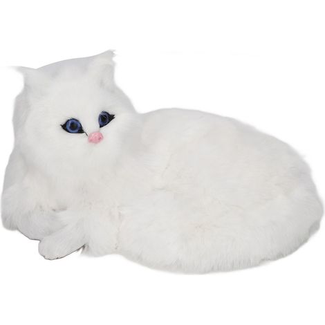 Chat en peluche, mignon, adorable, avec un nez rose vif, des yeux noirs, modèle de chat réaliste et doux pour la décoration. (1/5)