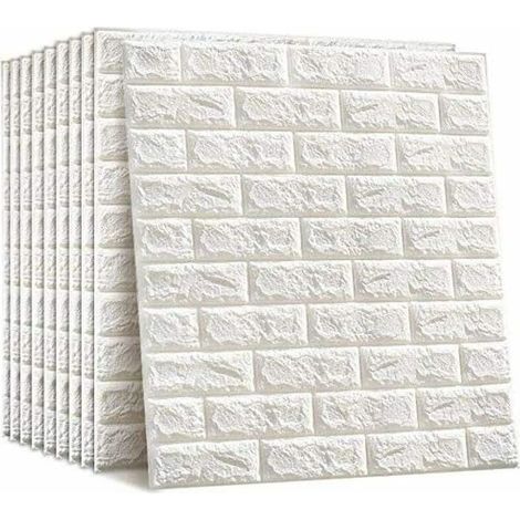 Panneaux muraux 3D auto-adhésif en pierre look papier peint 77 x 70 cm imperméable à l’eau brique mur tatouage pvc compact bricolage panneau en mousse douce brique anti-collision stickers muraux 10pcs (1/5)