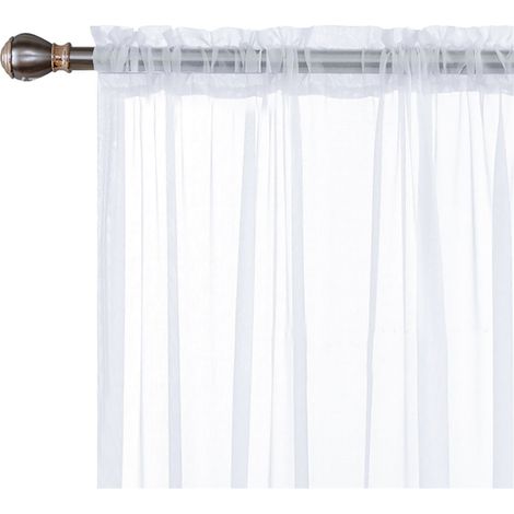 Rideaux transparents avec passe-tringle pour salon, chambre à coucher, semi-voile blanc (139,7 x 259,1 cm, 2 panneaux) (1/5)