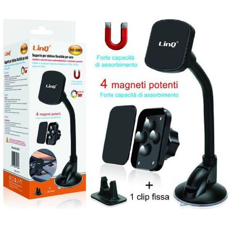 Linq - Supporto Da Auto Universale Per Smartphone Flessibile A Ventosa Magnetico Hd-2563 - (1/2)