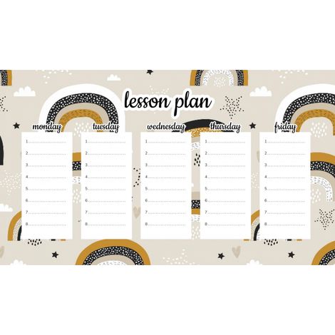 Plan de cours magnétique pour enfants : arcs-en-ciel minimalistes 30 x 17,5 cm