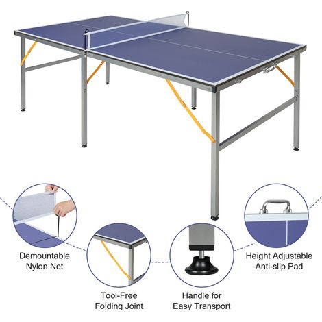 Klappbarer professioneller Tischtennistisch 182 x 91 cm Blau MODENUIT (1/2)