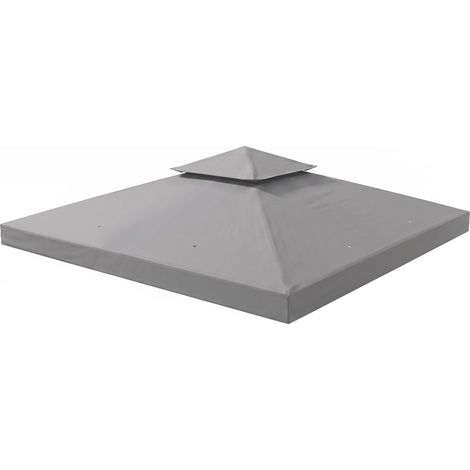 Gazebo Top Cover, Double Tier Roof, 300 x 300 x 18 cm, Light Grey (1/5)
