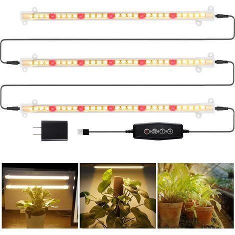 Plant Grow Light Bars, Full Spectrum Solar Lamp with 4/8/12 Hour Timer, 5 Dimmable Levels for Succulents, Plant Shelf, Under Cabinet [Class