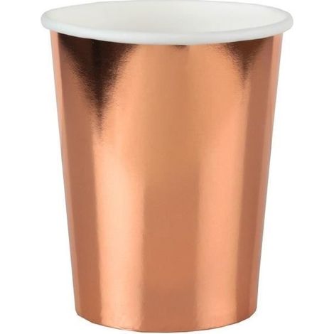 10 gobelets métallisés, effet miroir rose gold, 27 cl, carton rigide, pour fêtes et événements festifs (1/3)