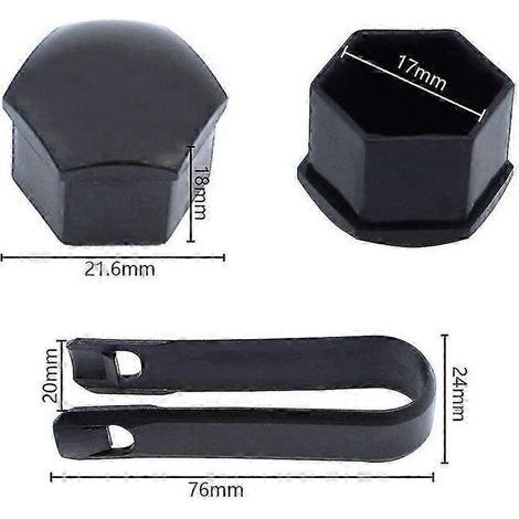 Cache-écrous de roue (20 pièces), 17 mm, avec outils, universels pour toutes marques de voitures, en plastique, protection pour écrous de roue. (1/4)