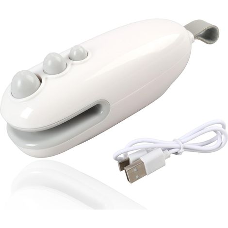 CCYKXAMini Scelleuse Thermique 2 En 1 Avec Cutter Et Aimant, Boîtier ABS Scelleuse Thermique avec Cutter,Scelleuse de sacs rechargeable,avec Cable USB (1/5)