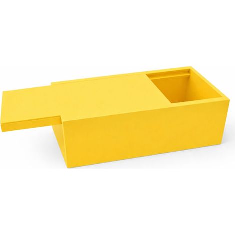 Gelbe Aufbewahrungsbox mit Schiebedeckel für kleine Gegenstände