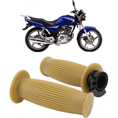 Paar 22-mm-Motorradlenker (Referenz: S009), gelb. (Universeller 22-mm-Lenker für links und rechts, mit Gasgriff und Drehmomentgriffen) (1/5)