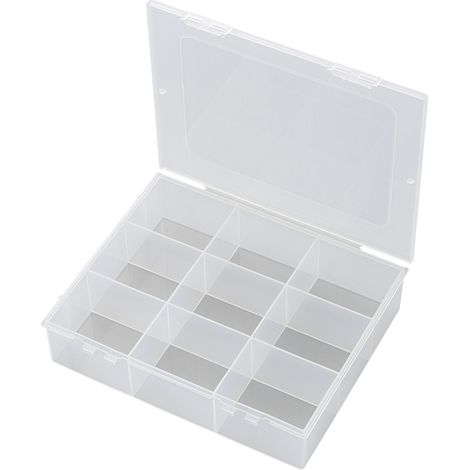 TRU COMPONENTS E-112-1 Sortimentskasten (L x B x H) 190 x 145 x 42 mm Anzahl Fächer: 9 feste Unterte