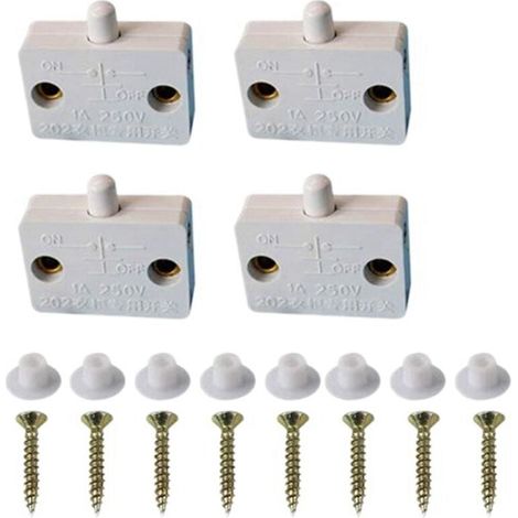 Set di 4 interruttori per ante di armadi, cassetti, lampade, apri e chiudi, compatibile con 12V, 24V, 110V, bianco (1/4)